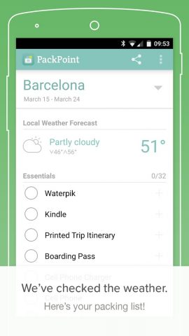 PackPoint: список вещей — скриншот 3