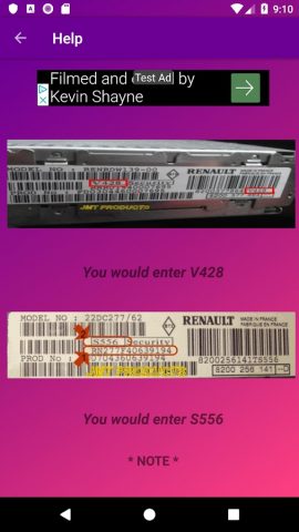 Renault Radio Code Calculator для Android — скриншот 3
