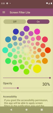 Цветной фильтр экрана Lite для Android — скриншот 3