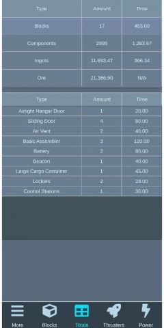 Space Engineers Calculator для Android — скриншот 3
