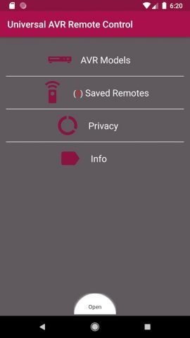 Universal AVR Remote Control для Android — скриншот 1