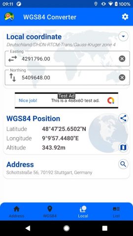 WGS84 Converter для Android — скриншот 3