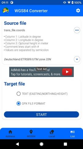 WGS84 Converter для Android — скриншот 4