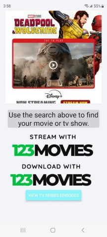 123Movies для Android — скриншот 1