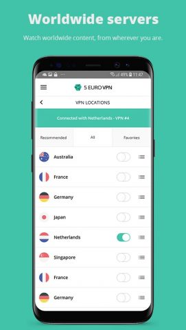 5 Euro VPN — Stay safe online для Android — скриншот 2
