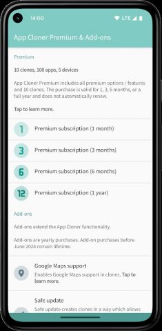 App Cloner Premium & Add-ons для Android — скриншот 1