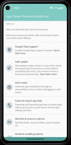 App Cloner Premium & Add-ons для Android — скриншот 2