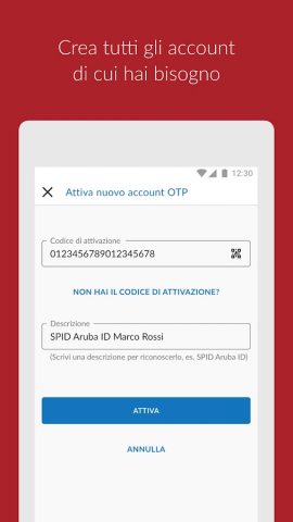 Aruba OTP для Android — скриншот 1