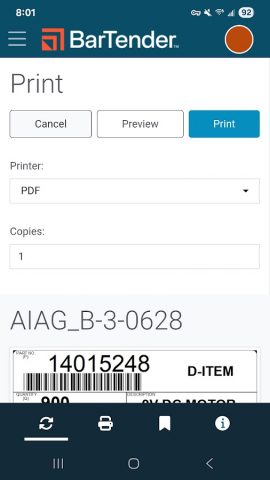 BarTender Mobile App для Android — скриншот 3