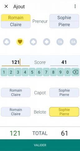 Belote Score для Android — скриншот 2
