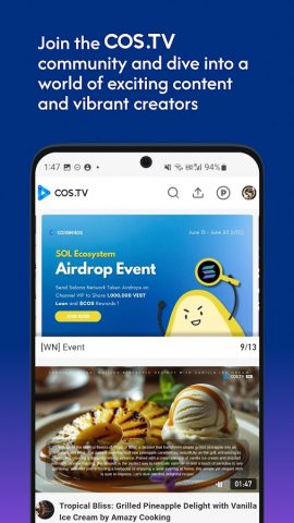 COS.TV: Web3 Видео Платформа для Android — скриншот 1