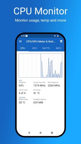 CPU/GPU/Battery Monitor & Noti для Android — скриншот 1