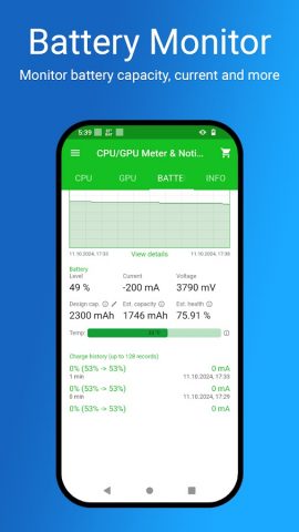 CPU/GPU/Battery Monitor & Noti для Android — скриншот 5
