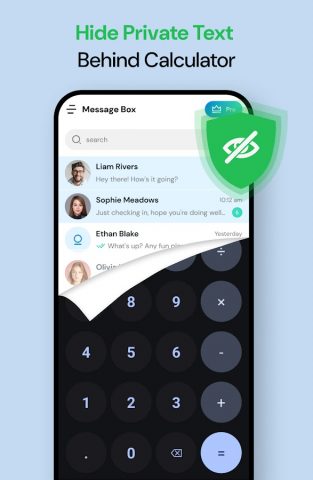 Calculator Pro+ — Private SMS для Android — скриншот 1
