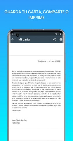 Carta de recomendacion для Android — скриншот 5