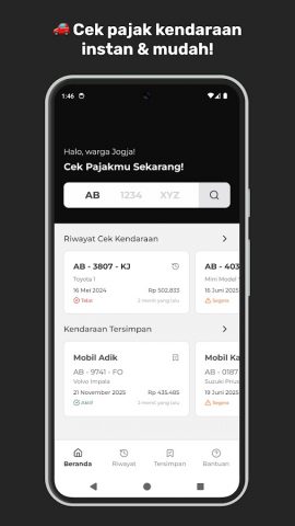 Cek Pajak Kendaraan Jogja для Android — скриншот 1