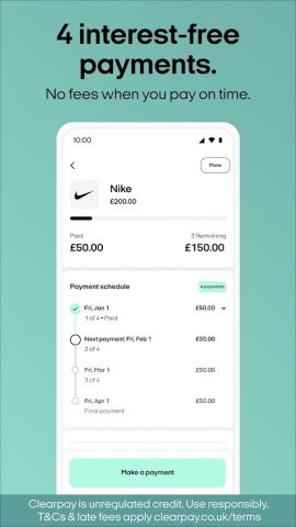 Clearpay — Buy Now, Pay Later для Android — скриншот 4