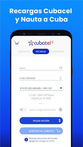Cubatel — Recargas a Cuba для Android — скриншот 3