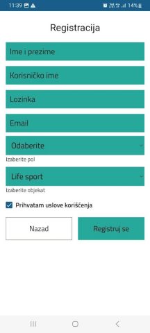 Fitnes klub Lifesport для Android — скриншот 2