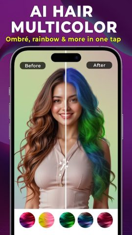 Фоторедактор цвета волос с ИИ для Android — скриншот 2