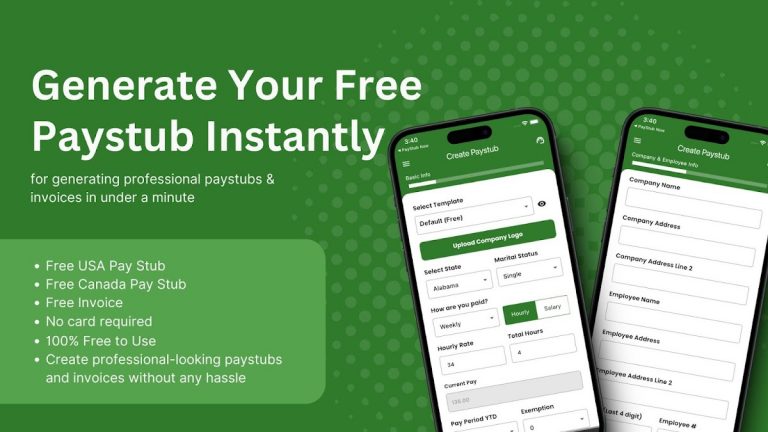 FreePayStubNow: Paycheck Stubs для Android — скриншот 1