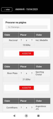 Futebol ao vivo для Android — скриншот 1
