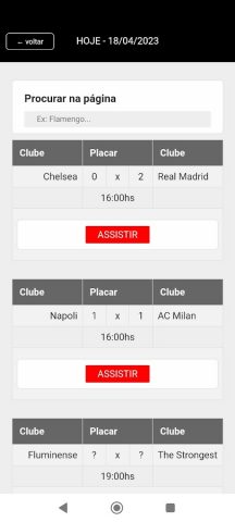 Futebol ao vivo для Android — скриншот 4