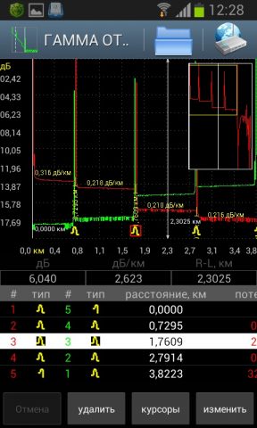 ГАММА OTDR для Android — скриншот 5