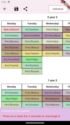 Генератор школьного расписания для Android — скриншот 1