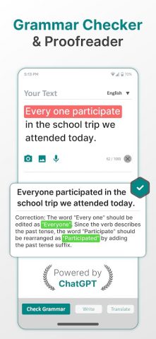Grammar Check AI: Fixy Grammar для Android — скриншот 1