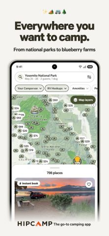 Hipcamp: Camping, RVs & Cabins для Android — скриншот 1