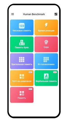 Human Benchmark — тест мозга — скриншот 1
