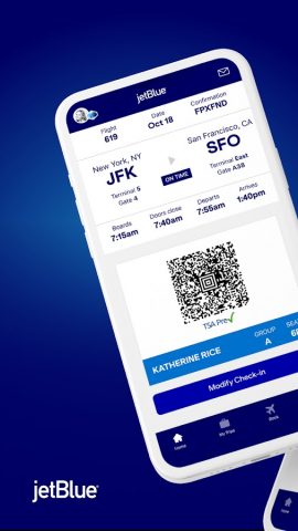 JetBlue — Book & manage trips для Android — скриншот 1