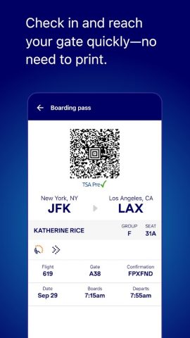 JetBlue — Book & manage trips для Android — скриншот 3