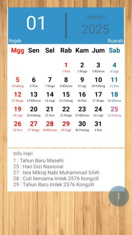 Kalender Jawa для Android — скриншот 1