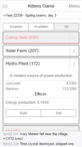 Kittens Game для Android — скриншот 2