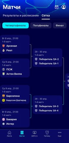 Лига чемпионов УЕФА для Android — скриншот 3