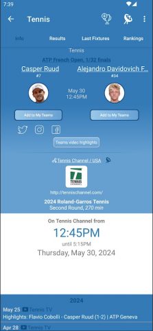 Live Sports TV Listings Guide для Android — скриншот 5