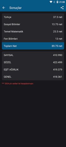 MSÜ Puan Hesaplama 2026 для Android — скриншот 4