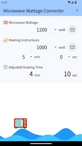 Microwave Wattage Converter для Android — скриншот 2