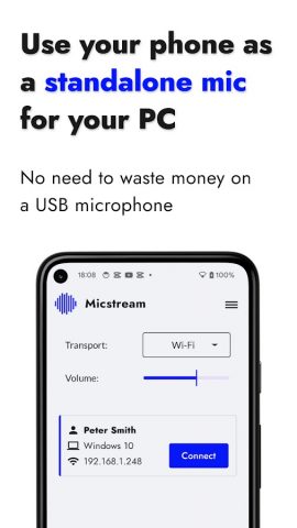 Micstream — PC Mic for Windows для Android — скриншот 1