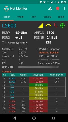 NetMonitor Лог сигнала соты для Android — скриншот 1