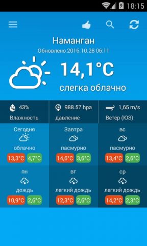 Погода Узбекистан для Android — скриншот 2