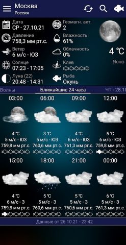 Прогноз клева для Android — скриншот 1