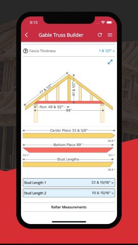 RedX Крыша — Расчет Стропил для Android — скриншот 4