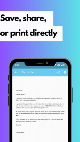 Resignation letter maker для Android — скриншот 4