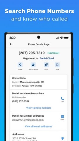 Reverse Phone: Caller ID для Android — скриншот 2