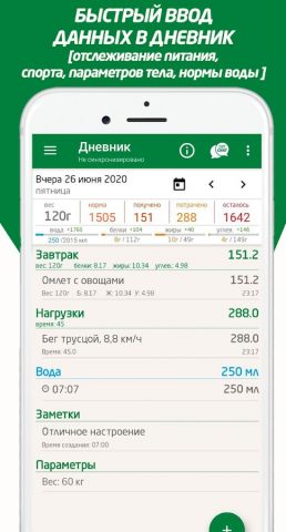 Счетчик калорий, план питания для Android — скриншот 2