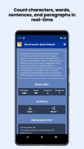 Счетчик слов для Android — скриншот 2