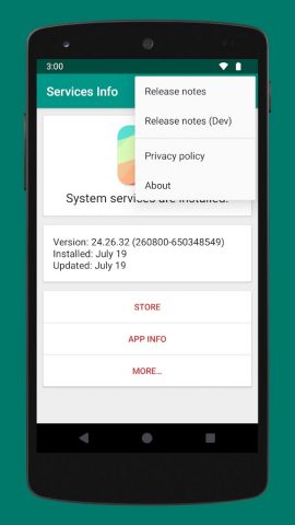 Services Info (Обновлять) для Android — скриншот 3
